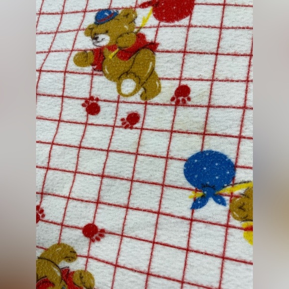 Vintage Dundee Baby Receiving Blanket Teddy Bear Grid Print 39x26 USA Cotton - Picture 6 of 11